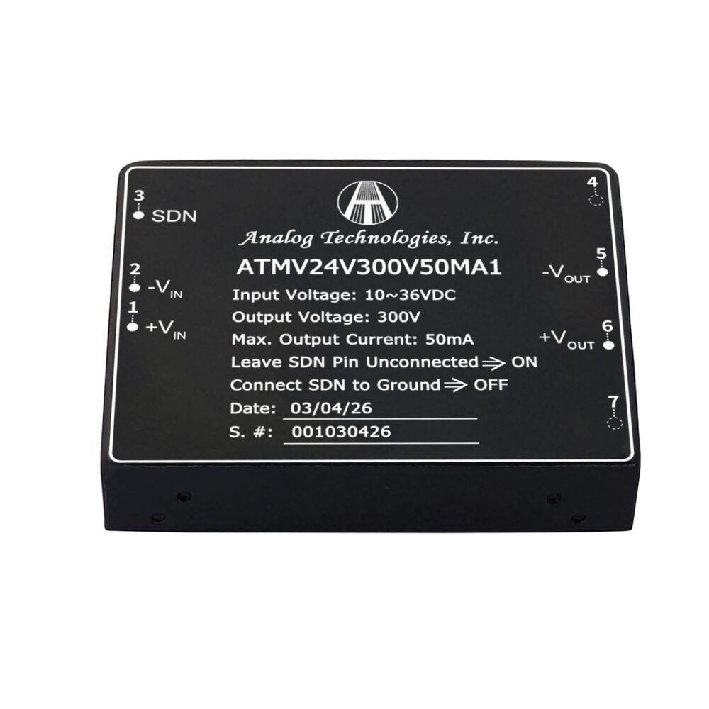 ATMV24V300V50MA1_1 ATMV24V300V50MA1 300V 50mA 15W Isolated DC-DC Converter (24V Input)