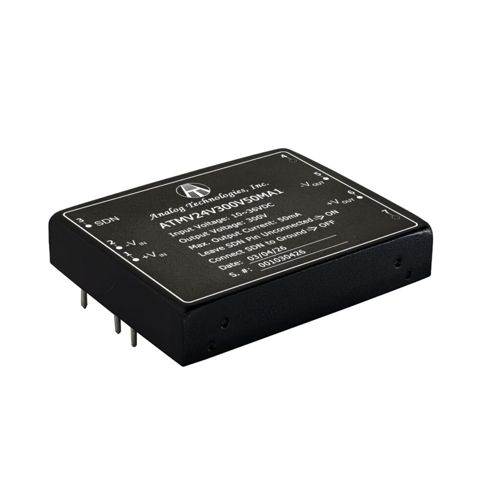 ATMV24V300V50MA1_main ATMV24V300V50MA1 300V 50mA 15W Isolated DC-DC Converter (24V Input)