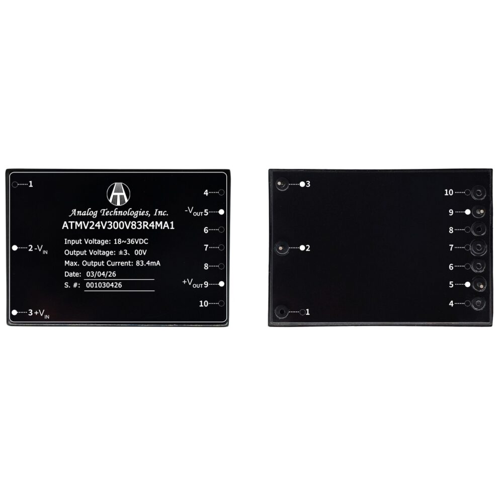 ATMV24V300V83R4MA1 300V 83.4mA 25W Isolated DC-DC Converter (24V Input)