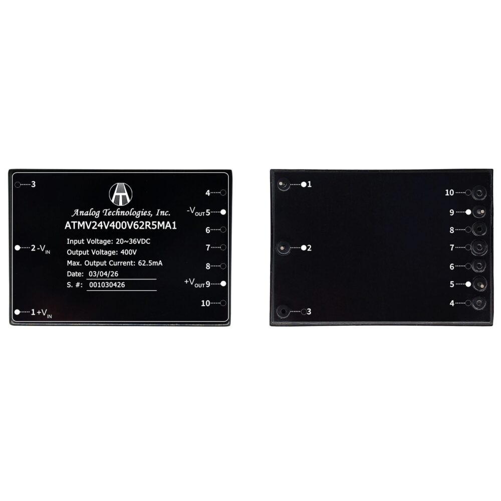 ATMV24V400V62R5MA1 400V 62.5mA 25W Isolated DC-DC Converter (24V Input)