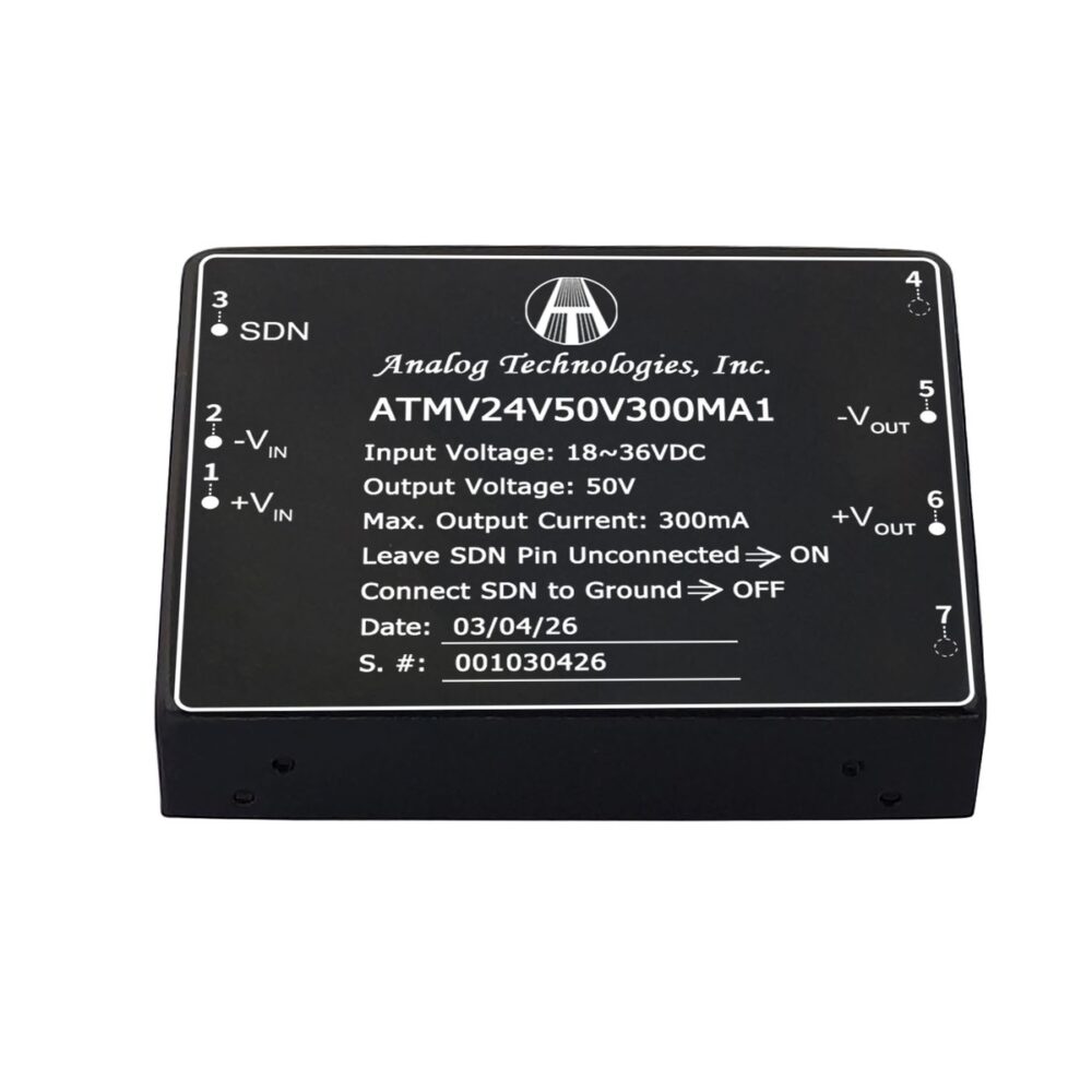 ATMV24V50V300MA1_1 ATMV24V50V300MA1 50V 300mA 15W Isolated DC-DC Converter (24V Input)
