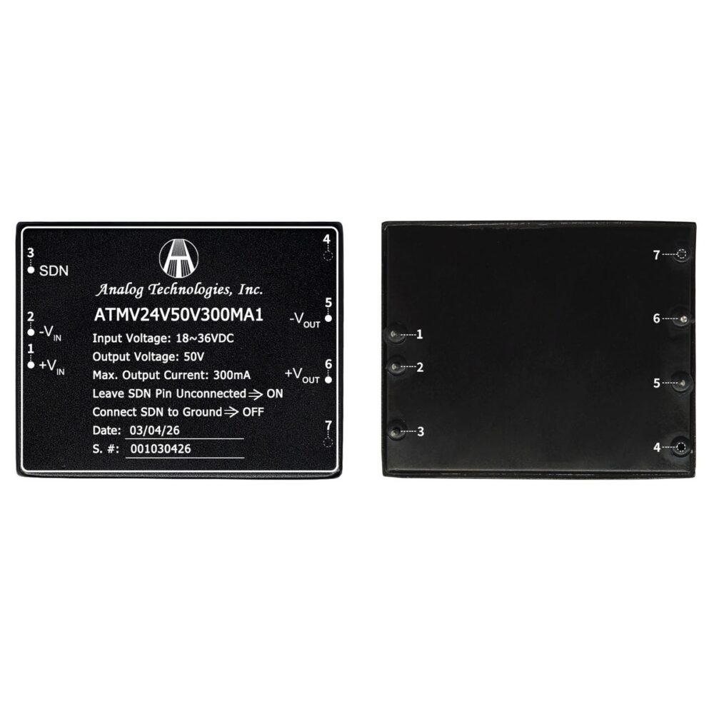 ATMV24V50V300MA1_2 ATMV24V50V300MA1 50V 300mA 15W Isolated DC-DC Converter (24V Input)