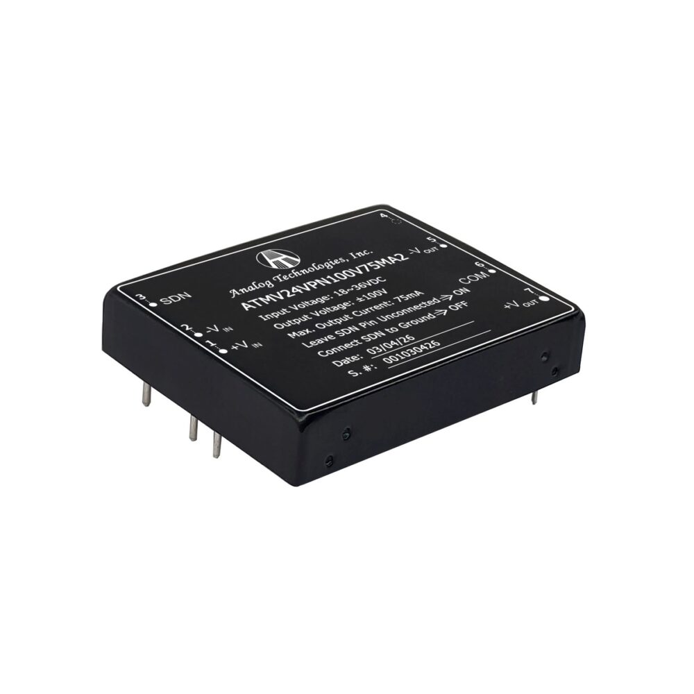 ATMV24VPN100V75MA2_main ATMV24VPN100V75MA2 ±100V ±75mA 15W Isolated DC-DC Converter (24V Input)