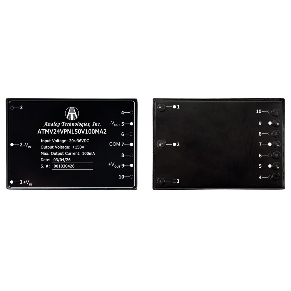 ATMV24VPN150V100MA2 ±150V ±100mA 30W Isolated DC-DC Converter (24V Input)