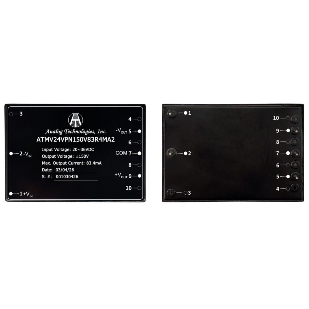ATMV24VPN150V83R4MA2 ±150V ±83.4mA 25W Isolated DC-DC Converter (24V Input)