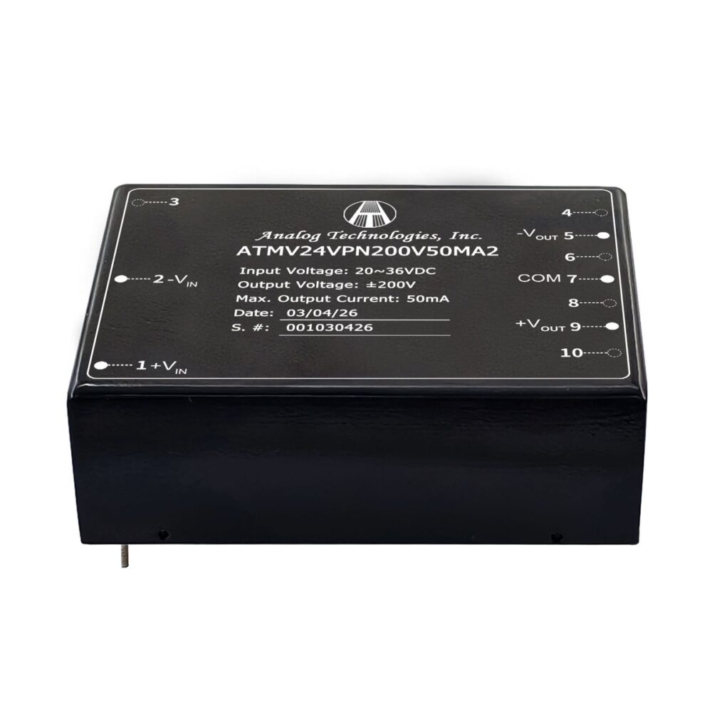 ATMV24VPN200V50MA2 ±200V ±50mA 20W Isolated DC-DC Converter (24V Input)