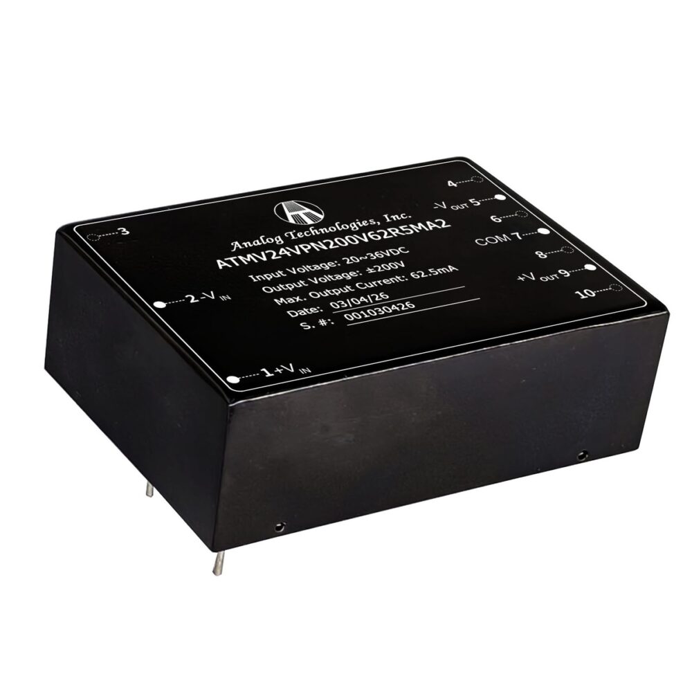 ATMV24VPN200V62R5MA2 ±200V ±62.5mA 25W Isolated DC-DC Converter (24V Input)