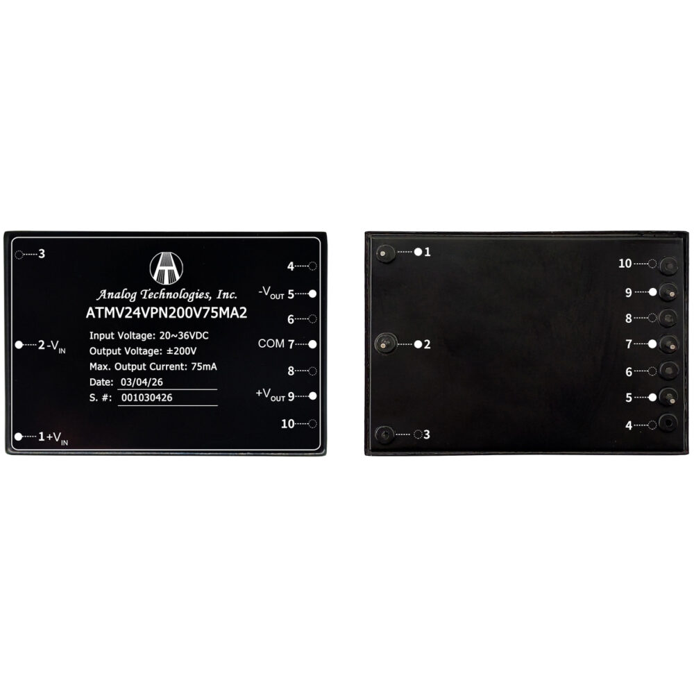 ATMV24VPN200V75MA2 ±200V ±75mA 30W Isolated DC-DC Converter (24V Input)