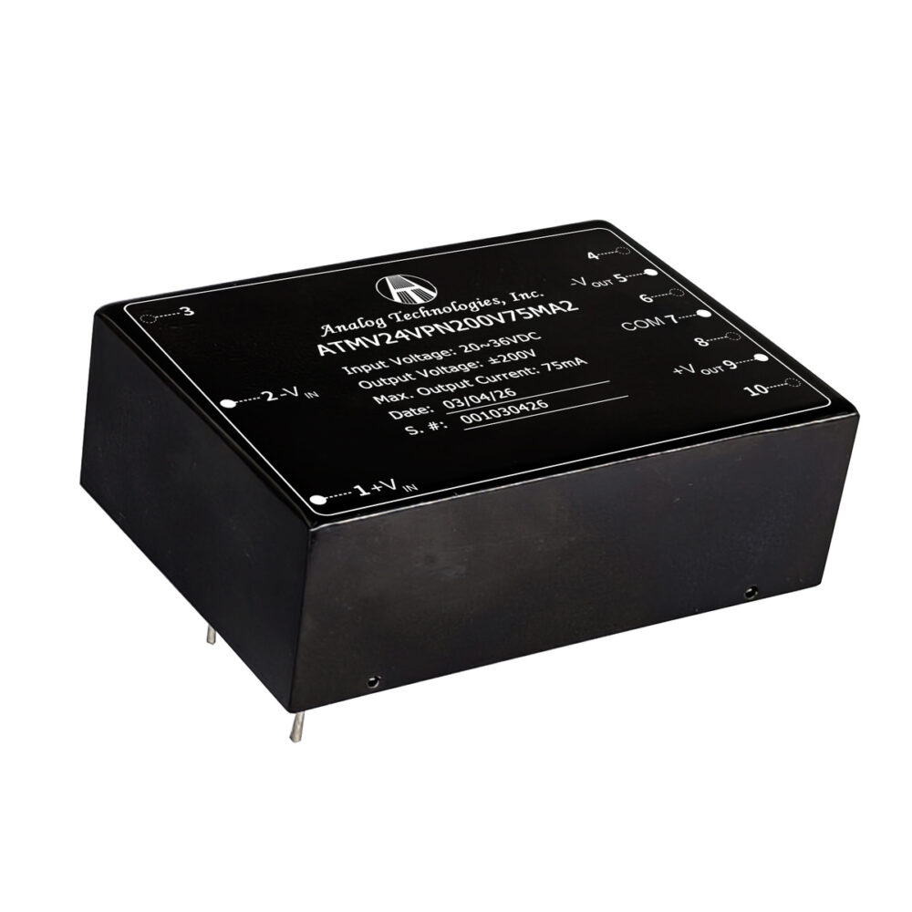 ATMV24VPN200V75MA2 ±200V ±75mA 30W Isolated DC-DC Converter (24V Input)
