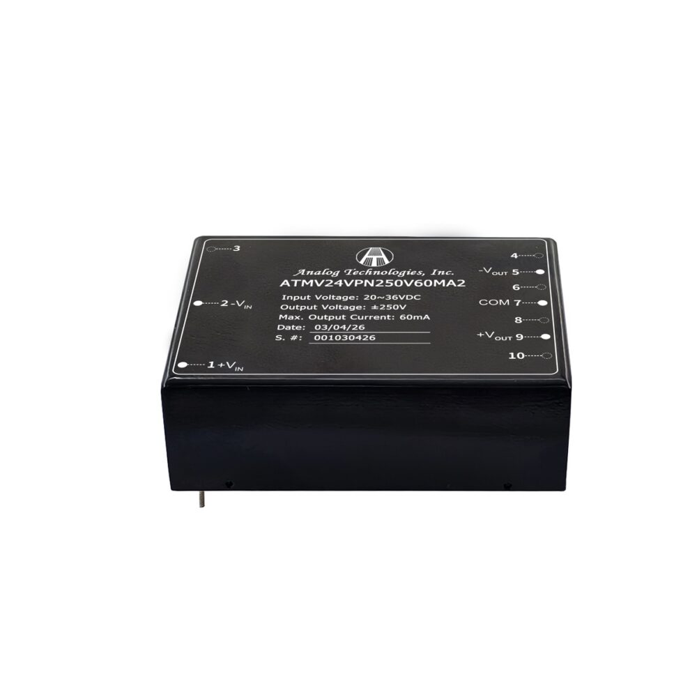 ATMV24VPN300V6R6MA2 ±300V ±6.6mA 4W Isolated DC-DC Converter (24V Input)