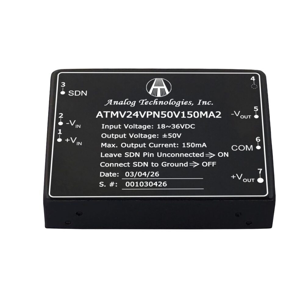 ATMV24VPN50V150MA2_1 ATMV24VPN50V150MA2 ±50V ±150mA 15W Isolated DC-DC Converter (24V Input)