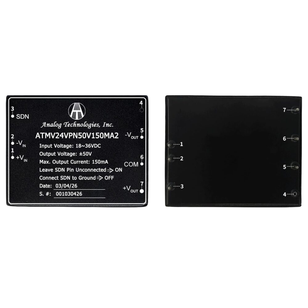 ATMV24VPN50V150MA2_4 ATMV24VPN50V150MA2 ±50V ±150mA 15W Isolated DC-DC Converter (24V Input)