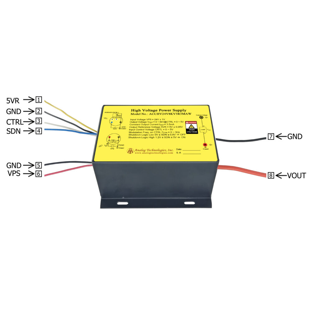 ACCHV24V8KV3R5MAW 0 to 8kV 3.5mA HV Power Supply (24V Input)