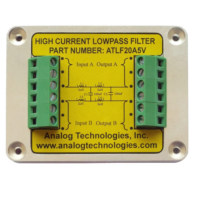 ATLF20A5V Laser Driver Noise Filter, 20A, 0V–5V, 70dB Attenuation