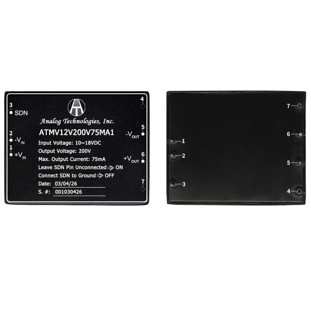 ATMV12V200V75MA1_2 ATMV12V200V75MA1 200V 75mA Isolated DC-DC Converter (12V Input)
