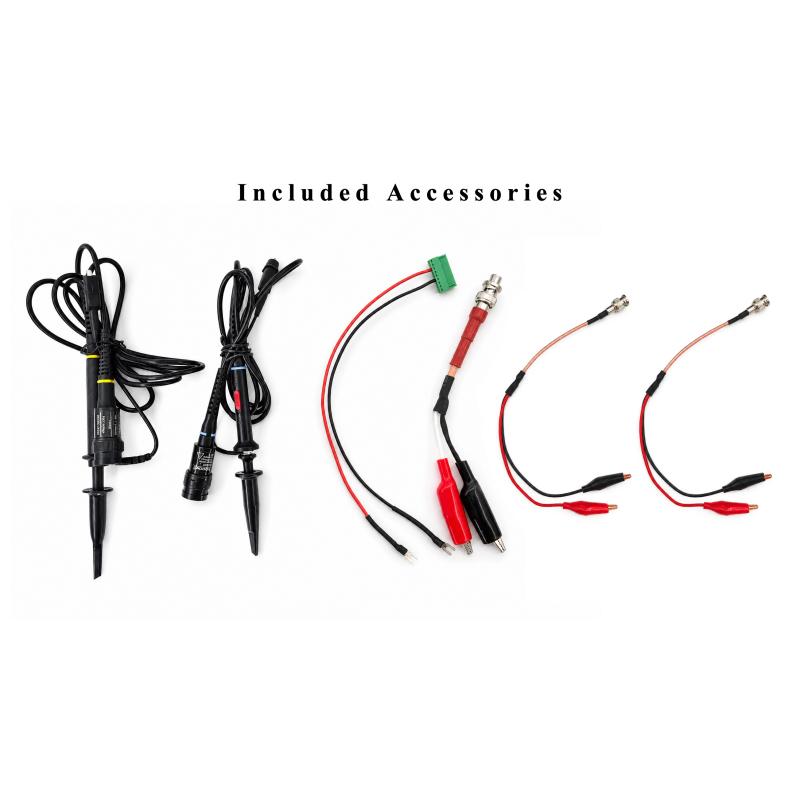 Accessories included with ATI high voltage amplifiers above 500 V: 100:1 high-voltage probe rated to 2 kV, standard 10X/1X probe, SHV output cable, signal cables and input monitoring terminal block